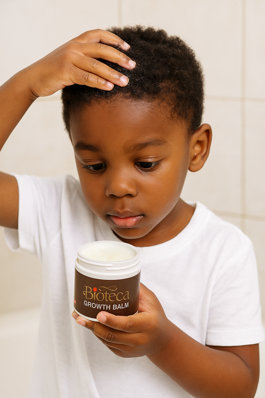 “Fè cheve w grandi davans ak swen & pwoteksyon — Growth Balm la se kle a”